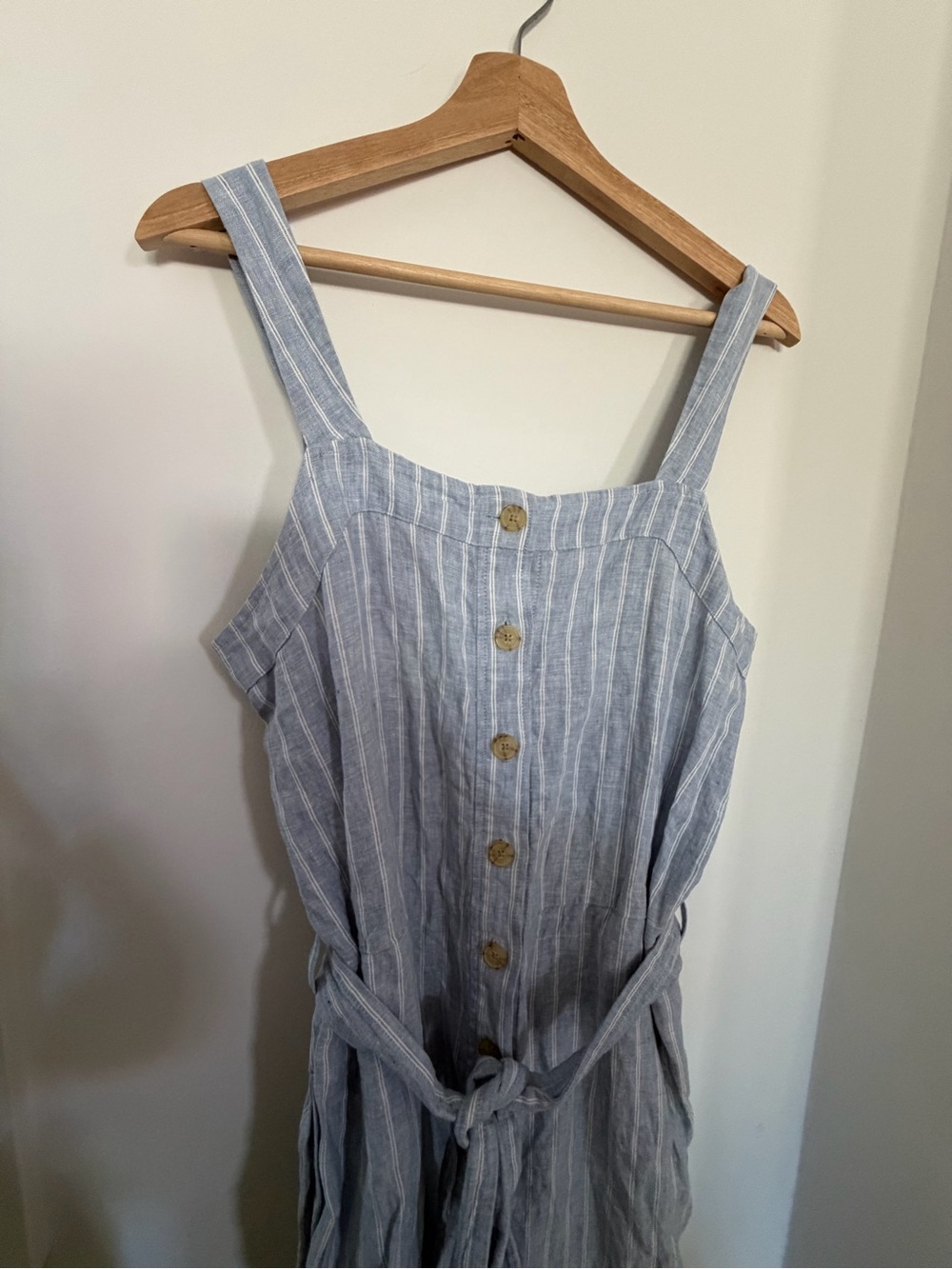 Everlane Light Blue and White Striped Linen Jumpsuit the picnic size 10 - Picture 2 of 8